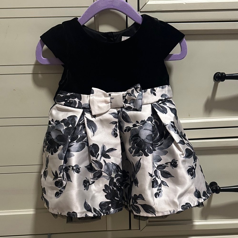 The Children's Place Black and White Floral Dress